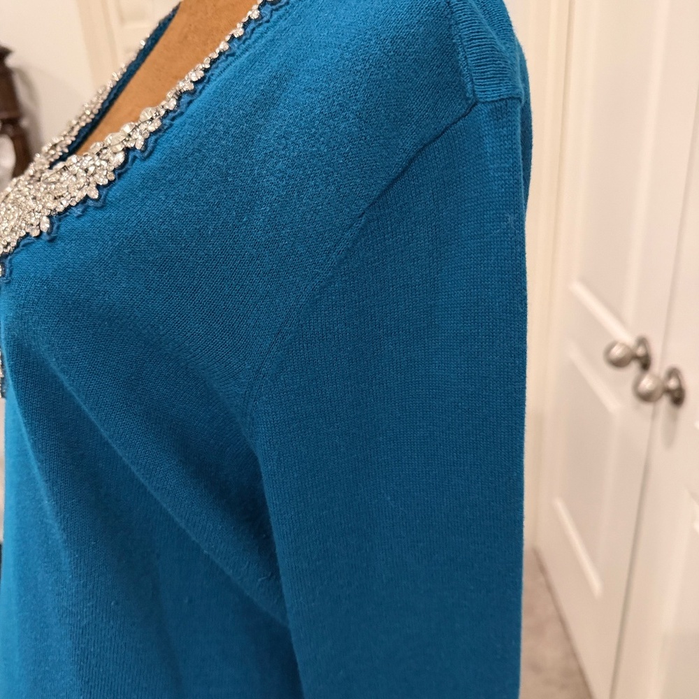 Blue and Rhinestone Sweater - M - Boston Proper - Picture 4 of 6